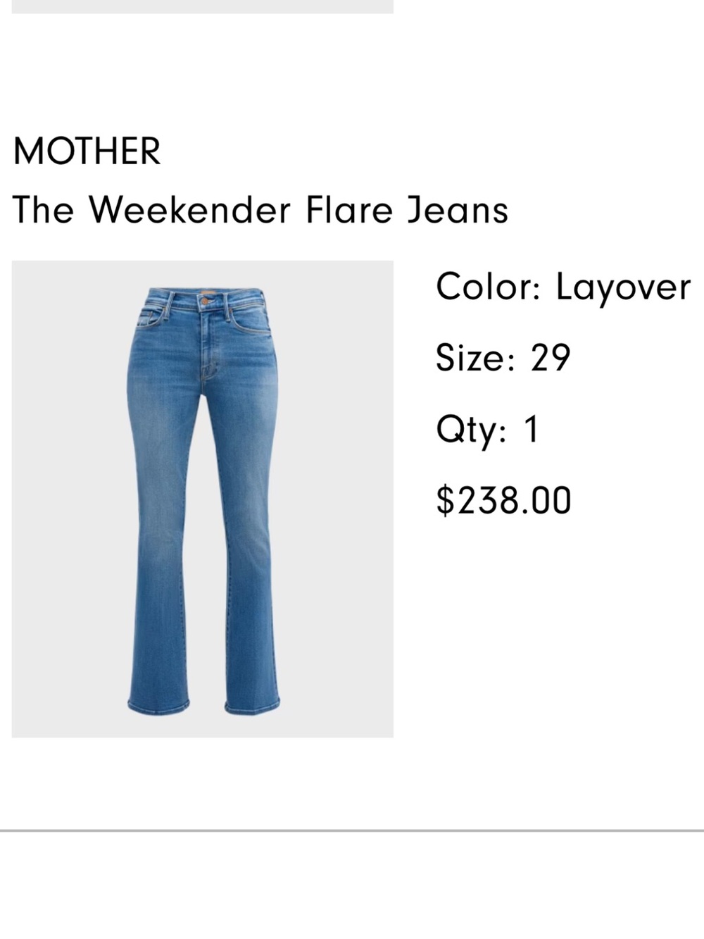 MOTHER Flare Jeans in Light Blue Layover Wash